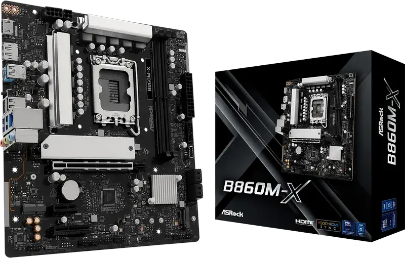 Материнская плата ASRock B860M-X Micro-ATX LGA1851 Intel B860 DDR5 9066+ MHz (OC) PCIe Gen5 M.2 Blazing SSD Realtek 2.5G LAN HDMI 2.1 DP 1.4 для Intel Core Ultra Series 2