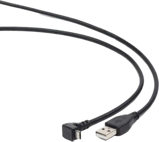 Cablexpert CCP-mUSB2-AMBM90-6 USB Type-A to Micro-USB 5-Pin Charging and Sync Cable, 90-Degree Angled Connector, TPE Material, 1.8m, Black