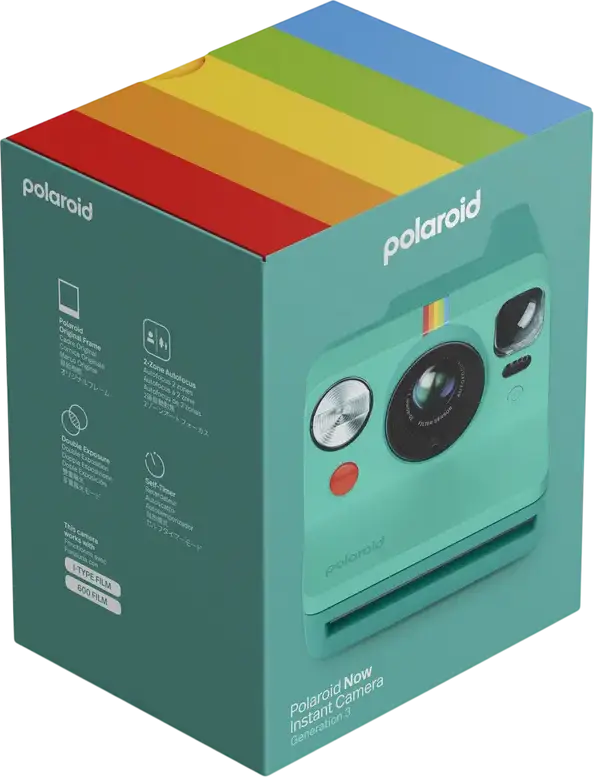 Polaroid Now Generation 3 Instant Camera, 2-Zone Autofocus, Double Exposure, Self-Timer, USB-C Charging, Compatible with i-Type and 600 Film