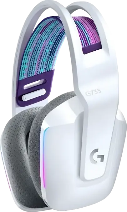 Игровая беспроводная гарнитура Logitech G733 RGB - Белый, LIGHTSPEED Wireless/Wired, драйверы 40 мм, аккумулятор до 29 часов, съемный микрофон, амбушюры с эффектом памяти