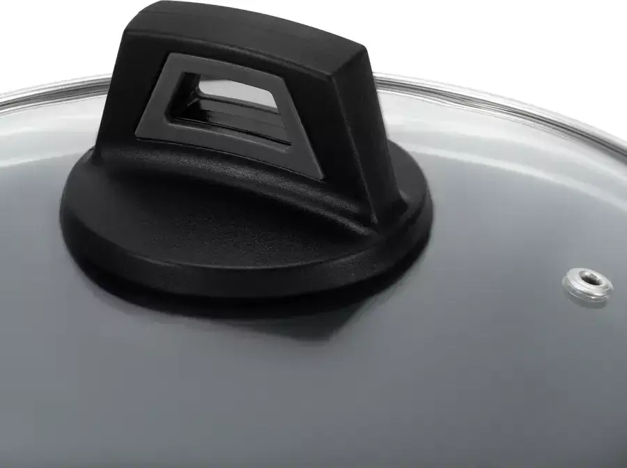 Polaris Graphit-24C Aluminum Pot with Glass Lid, 4.2L Non-Stick Silver Protect Coating, Graphite Black, 24cm Diameter