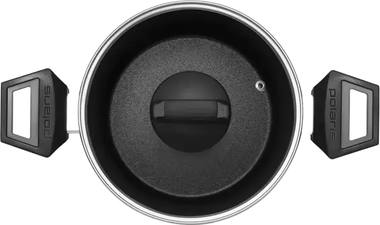 Polaris Graphit-24C Aluminum Pot with Glass Lid, 4.2L Non-Stick Silver Protect Coating, Graphite Black, 24cm Diameter