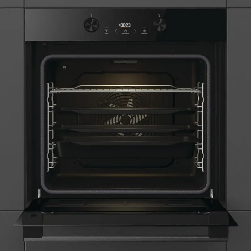 Встраиваемый электрический духовой шкаф Gorenje BPS6737E04DBG, объем 77 л HomeMade, пиролитическая очистка, AirFry, функция Пицца, класс A+, черный
