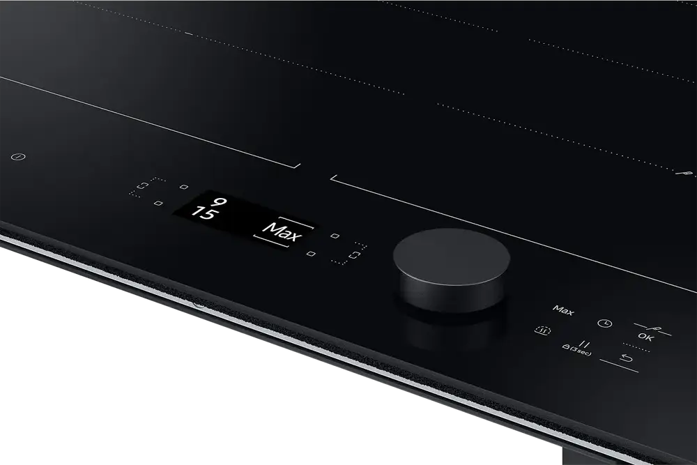 Samsung NZ64B7799FK Built-in Induction Cooktop, 4 Zones, Vitroceramic Glass, 7.4 kW, SmartThings, Rotary & Tactile Controls, Black, 59x52 cm