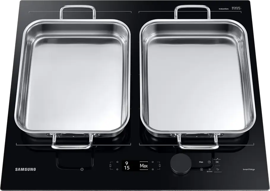 Samsung NZ64B7799FK Built-in Induction Cooktop, 4 Zones, Vitroceramic Glass, 7.4 kW, SmartThings, Rotary & Tactile Controls, Black, 59x52 cm