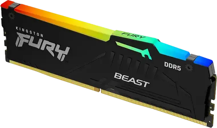 Memorie RAM Kingston FURY Beast RGB DDR5 64GB Kit (2x32GB) 6000MHz CL30 KF560C30BBEAK2-64 cu Intel XMP 3.0 si AMD EXPO, Radiator Negru