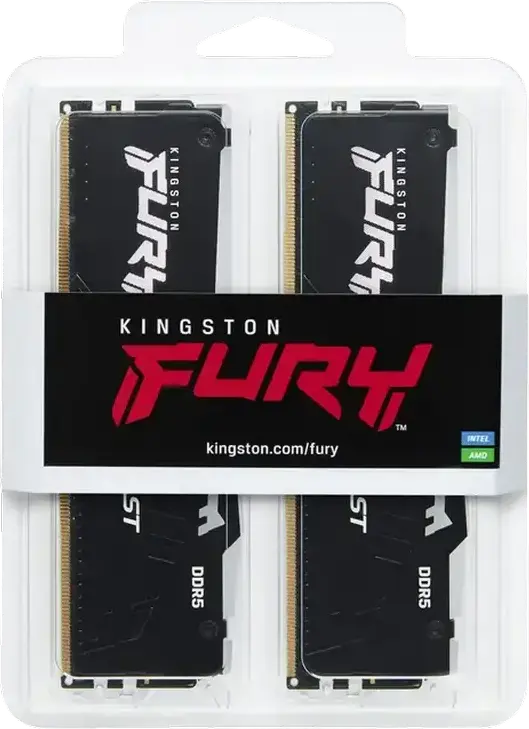 Memorie RAM Kingston FURY Beast RGB DDR5 64GB Kit (2x32GB) 6000MHz CL30 KF560C30BBEAK2-64 cu Intel XMP 3.0 si AMD EXPO, Radiator Negru