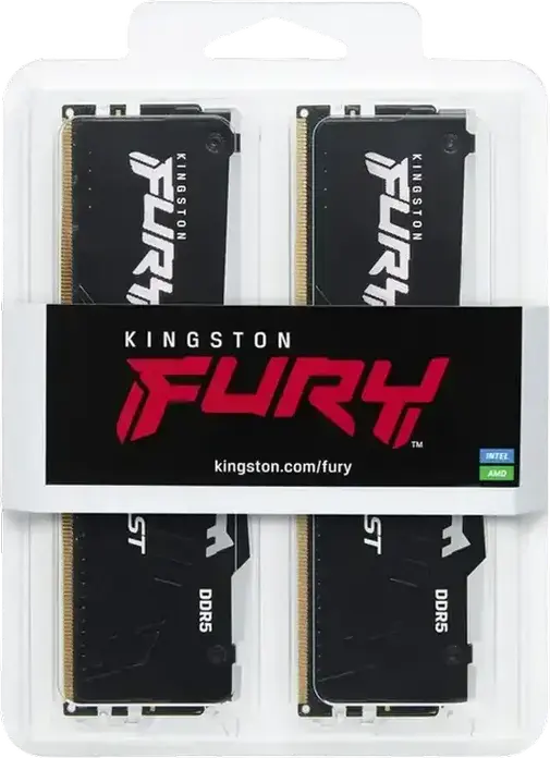 Memorie RAM Kingston FURY Beast RGB DDR5 64GB Kit (2x32GB) 6000MHz CL30 KF560C30BBEAK2-64 cu Intel XMP 3.0 si AMD EXPO, Radiator Negru