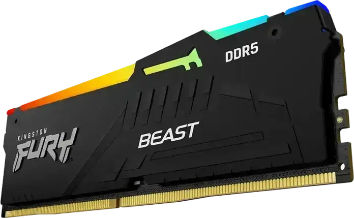 Memorie RAM Kingston FURY Beast RGB DDR5 64GB Kit (2x32GB) 6000MHz CL30 KF560C30BBEAK2-64 cu Intel XMP 3.0 si AMD EXPO, Radiator Negru
