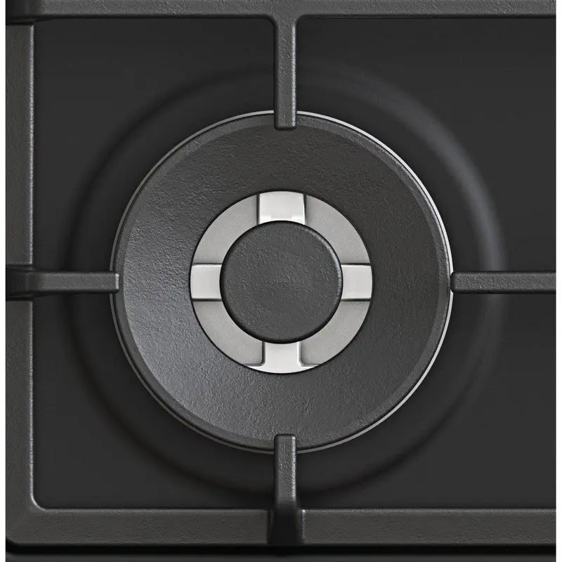 Candy CHG6BF4WPBB Built-in Gas Hob, 4 Burners with Double Crown 4kW, Cast Iron Grates, Tempered Glass Surface, Black, 59.5 cm