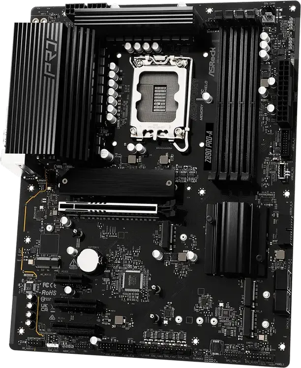 ASRock Z890 PRO-A ATX Motherboard LGA1851 Intel Z890 Chipset for Intel Core Ultra Series 2, DDR5 9066+ MHz OC, PCIe 5.0, Thunderbolt 4, 4x M.2