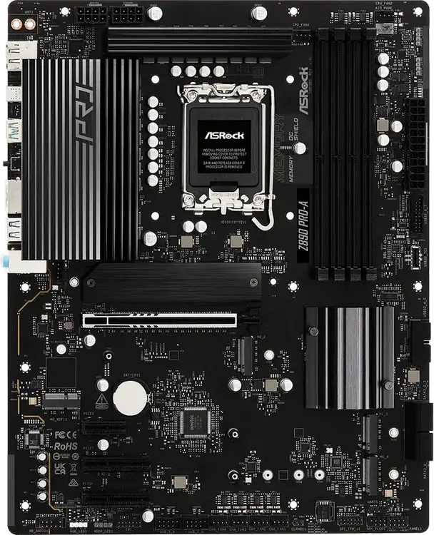 ASRock Z890 PRO-A ATX Motherboard LGA1851 Intel Z890 Chipset for Intel Core Ultra Series 2, DDR5 9066+ MHz OC, PCIe 5.0, Thunderbolt 4, 4x M.2