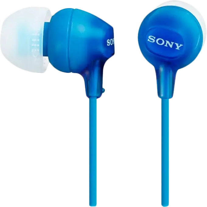 Casca Intraauriculară Sony MDR-EX15LP, Driver Dinamic Neodim 9mm, Răspuns Frecvență 8Hz-22kHz, Jack 3.5mm Aurit în L, Cu Microfon In-line, Albastru