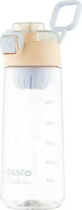 Sticla reutilizabila din plastic Ardesto AR2272 720ml, Bej, fara BPA, cu cosa pentru infuzat removabila, scala de masurare si curea de transport