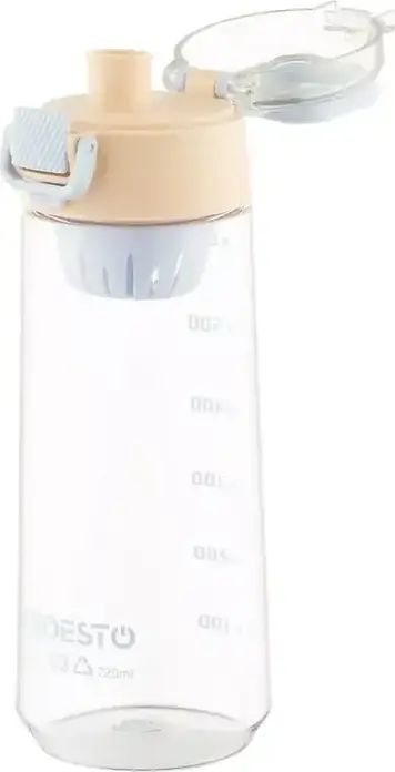 Sticla reutilizabila din plastic Ardesto AR2272 720ml, Bej, fara BPA, cu cosa pentru infuzat removabila, scala de masurare si curea de transport