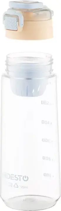 Sticla reutilizabila din plastic Ardesto AR2272 720ml, Bej, fara BPA, cu cosa pentru infuzat removabila, scala de masurare si curea de transport