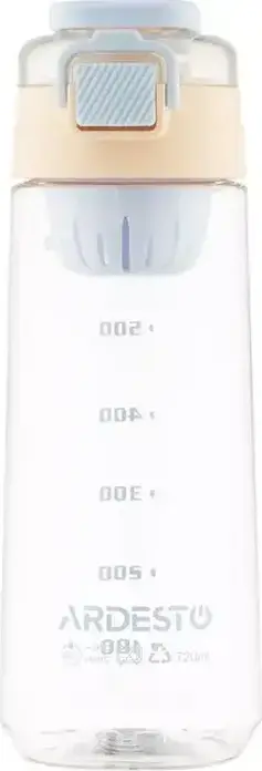 Sticla reutilizabila din plastic Ardesto AR2272 720ml, Bej, fara BPA, cu cosa pentru infuzat removabila, scala de masurare si curea de transport
