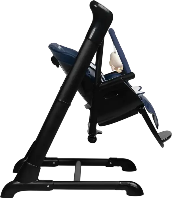 Caretero Indigo 2-in-1 High Chair and Electric Swing, Aluminum Frame, 5-Point Harness, Adjustable Height & Backrest, Double Tray, for Newborns to 15kg