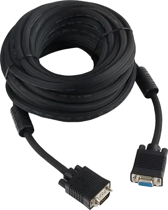 Cablexpert CC-PPVGAX-10M-B VGA Video Cable, 10m, Dual-Shielded with Ferrite Cores for Noise Reduction, Black, VGA D-Sub (M) to VGA D-Sub (M)