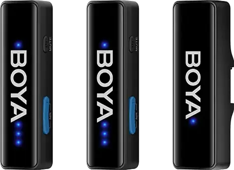 Sistem Microfon Lavaliere Wireless Boya Boyalink, Condensator Omnidirecțional, Raza 300m, Anulare Zgomot, Etui Încărcare, Adaptori USB-C/Lightning/3.5mm