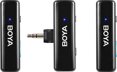 Sistem Microfon Lavaliere Wireless Boya Boyalink, Condensator Omnidirecțional, Raza 300m, Anulare Zgomot, Etui Încărcare, Adaptori USB-C/Lightning/3.5mm
