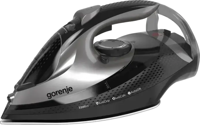 Fier de călcat cu abur Gorenje SIH3200BKS, 3250W, Talpă Ceramică, Rezervor 420ml, Jet Abur 250g/min, Sistem Anti-picurare, Oprire Automată, Negru/Gri
