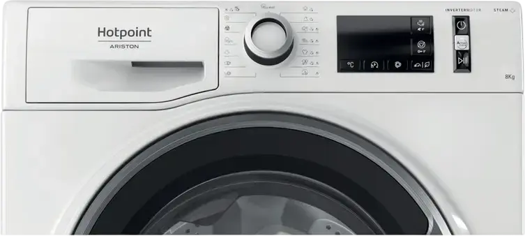 Стиральная машина Hotpoint-Ariston NM11 847 WS A EU с фронтальной загрузкой, 8 кг, 1400 об/мин, класс энергопотребления A, инверторный двигатель, пар