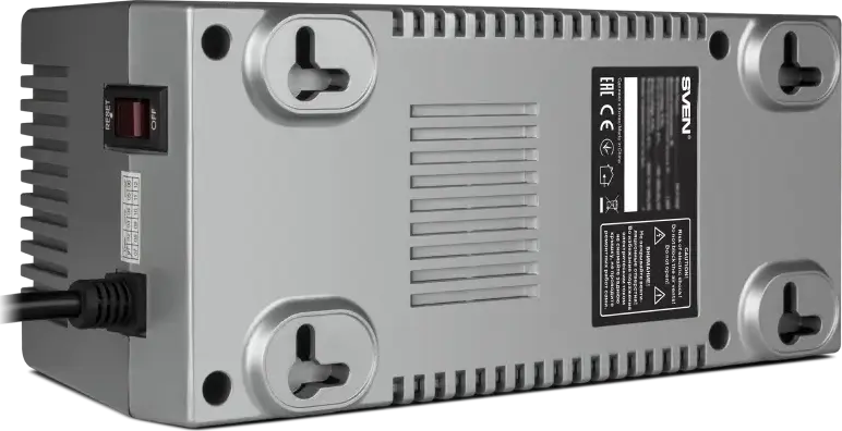 SVEN VR-F1500 Relay Automatic Voltage Regulator, 1500VA/500W, 4 Sockets, Surge Protection, Overload and Short Circuit Protection, Grey, Wall Mountable