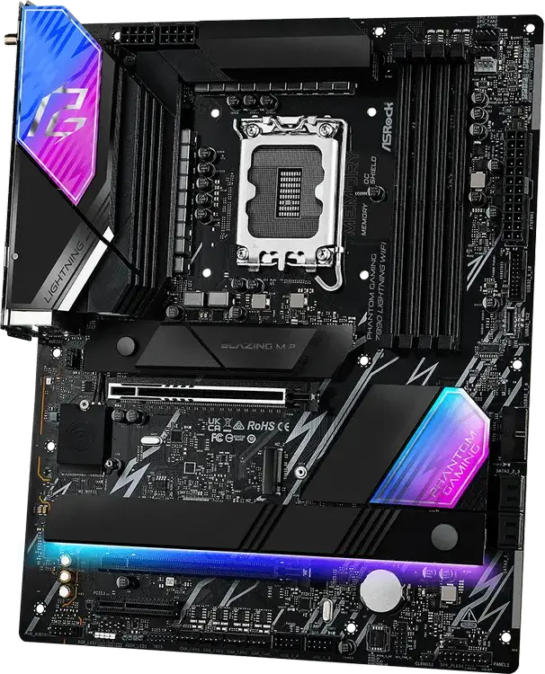 Placa de baza ASRock Z890 LIGHTNING WIFI Phantom Gaming LGA1851 Intel Z890 ATX DDR5 256GB PCIe 5.0 M.2 Gen5 Wi-Fi 7 Bluetooth 5.4 Thunderbolt 4