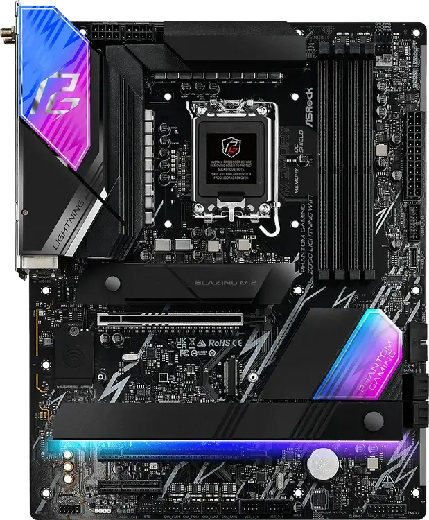 Placa de baza ASRock Z890 LIGHTNING WIFI Phantom Gaming LGA1851 Intel Z890 ATX DDR5 256GB PCIe 5.0 M.2 Gen5 Wi-Fi 7 Bluetooth 5.4 Thunderbolt 4