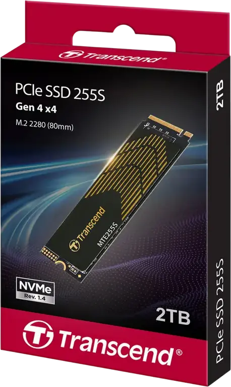 Transcend MTE255S 2TB M.2 2280 NVMe PCIe Gen4 x4 SSD, Up to 7400MB/s Read, 6500MB/s Write, 3D NAND, Integrated Graphene Heatsink, TS2TMTE255S