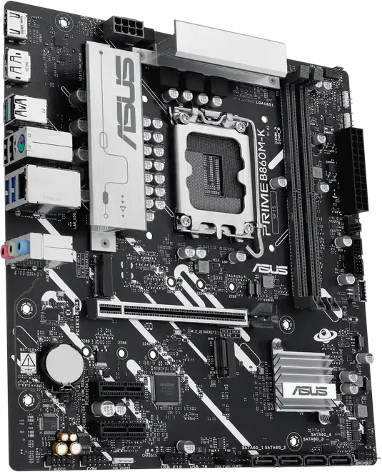 Материнская плата ASUS PRIME B860M-K Micro-ATX LGA1851 Intel B860 DDR5 8800+ MT/s PCIe 5.0 M.2 Ethernet 2.5Gb HDMI 2.1 DisplayPort 1.4 для Intel Core Ultra Series 2