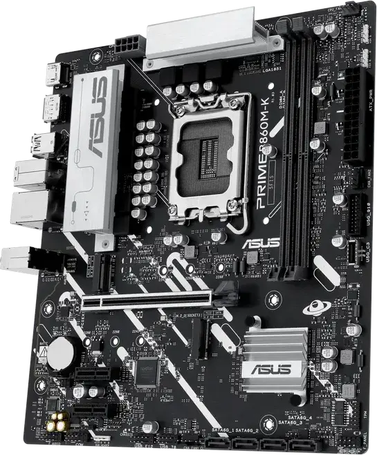 Материнская плата ASUS PRIME B860M-K Micro-ATX LGA1851 Intel B860 DDR5 8800+ MT/s PCIe 5.0 M.2 Ethernet 2.5Gb HDMI 2.1 DisplayPort 1.4 для Intel Core Ultra Series 2