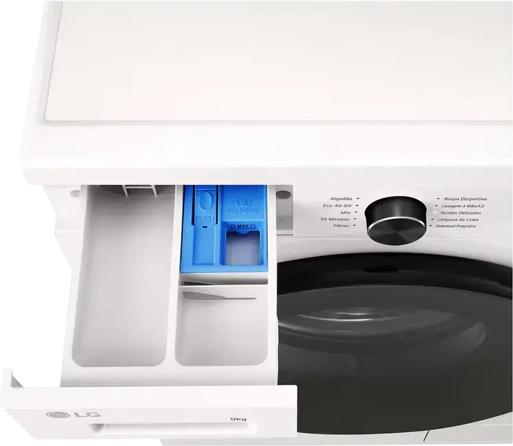 LG F4X1009NWB Front-Load Washing Machine, 9kg, 1400 RPM, Energy Class A, Inverter Direct Drive, Steam Cleaning, ThinQ, White/Black, 60x85x55 cm