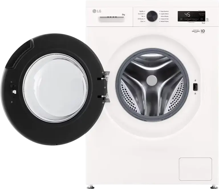 LG F4X1009NWB Front-Load Washing Machine, 9kg, 1400 RPM, Energy Class A, Inverter Direct Drive, Steam Cleaning, ThinQ, White/Black, 60x85x55 cm