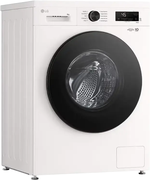 LG F4X1009NWB Front-Load Washing Machine, 9kg, 1400 RPM, Energy Class A, Inverter Direct Drive, Steam Cleaning, ThinQ, White/Black, 60x85x55 cm