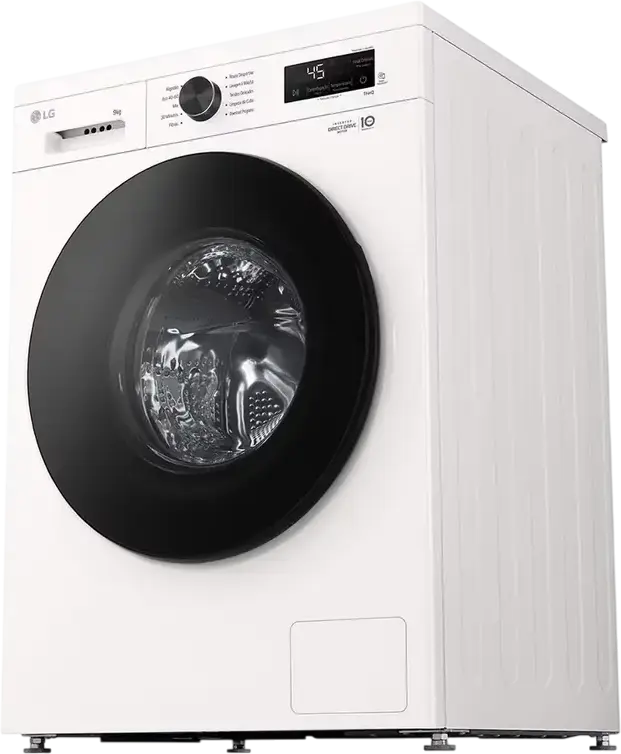 LG F4X1009NWB Front-Load Washing Machine, 9kg, 1400 RPM, Energy Class A, Inverter Direct Drive, Steam Cleaning, ThinQ, White/Black, 60x85x55 cm