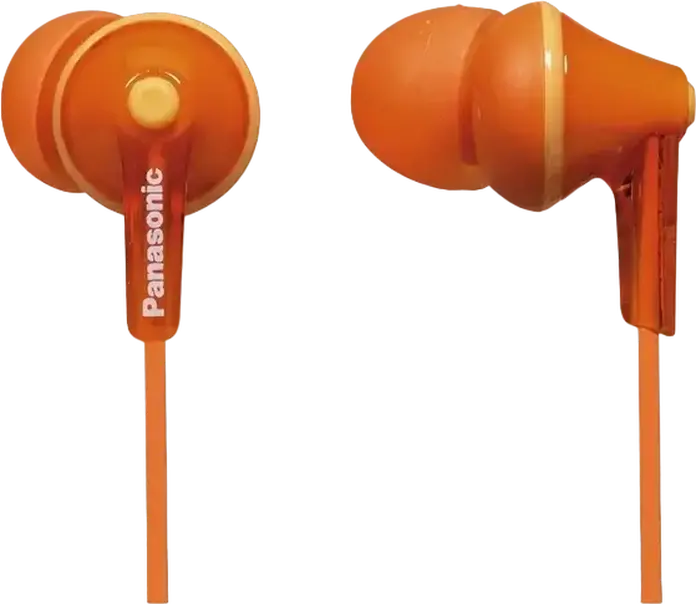 Panasonic RP-HJE125 ErgoFit In-Ear Wired Headphones, Orange, 10mm Dynamic Driver, Noise Isolating Ergonomic Design, 3.5mm Mini-jack, 10Hz-24kHz, 1.1m Cable