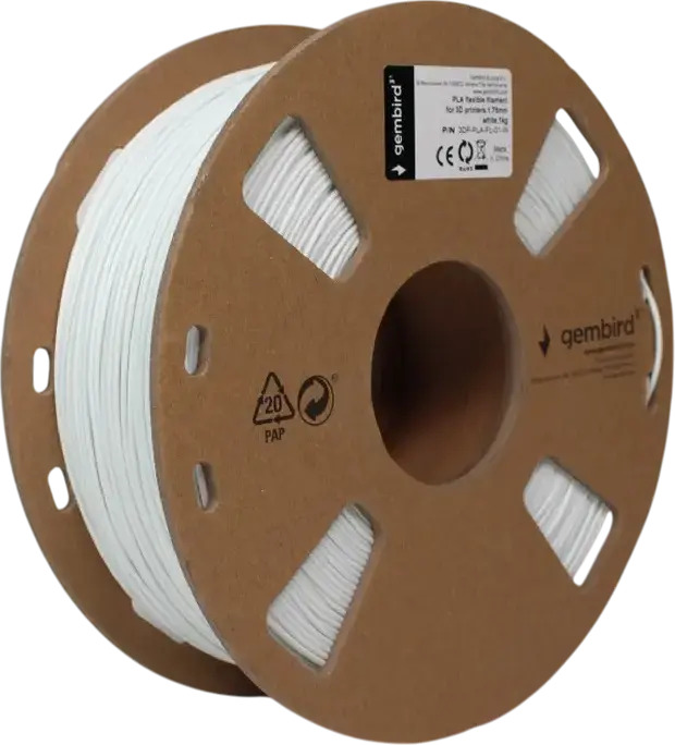 Filament imprimanta 3D Gembird 3DP-PLA-FL-01 PLA Flexibil, Diametru 1.75mm, 1kg, Temperatura de imprimare 195-220°C, Bobina din carton reciclabil