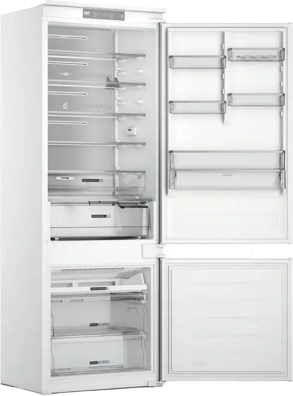 Whirlpool WH SP70 T121 Built-in Refrigerator-Freezer, NoFrost, 6th Sense Technology, 394L Capacity, Bottom Freezer, White, 193.5x69x55.1 cm