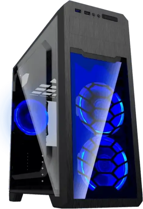 GameMax G563 Midi-Tower Gaming Case, ATX/Micro-ATX/Mini-ITX, Frameless Transparent Side Panel, SPCC 0.5mm, 360mm VGA Support, Black