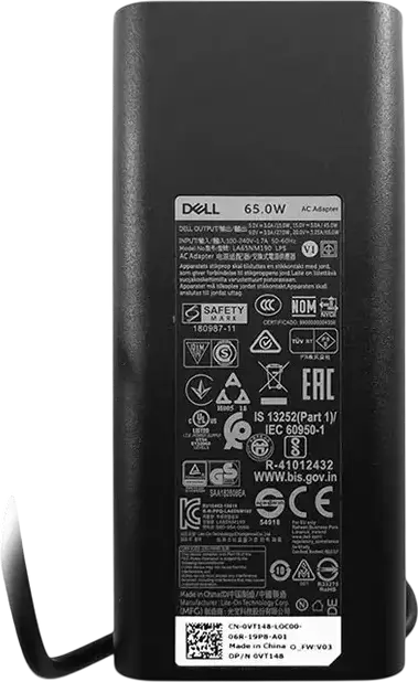 Dell 65W USB-C AC Adapter LAX14M150 LPS Universal Power Supply, 100-240V Input, Multi-Voltage Output (5V/9V/15V/20V), Black Plastic Case