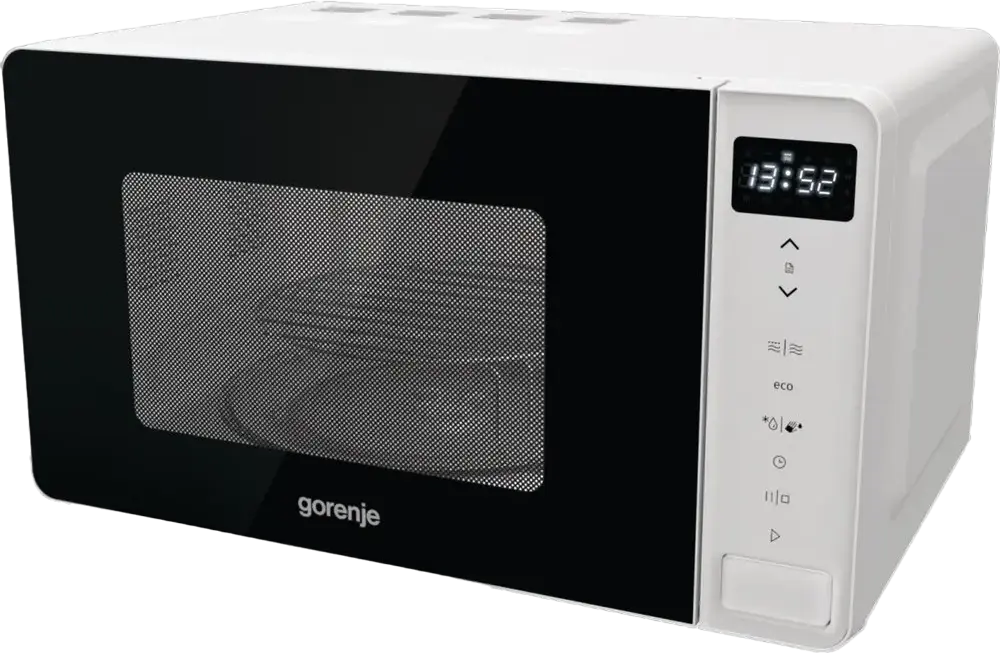 Cuptor cu microunde Gorenje MO20S4W cu Grill Quartz, Capacitate 20L, Putere 800W/1000W, 8 Programe Automate, AquaClean, Alb/Negru, Control Electronic