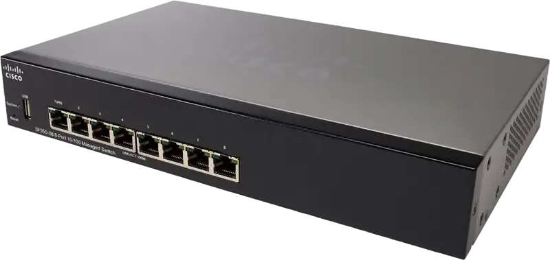 Switch de rețea Cisco SF350-08, 8x 10/100 Mbps
