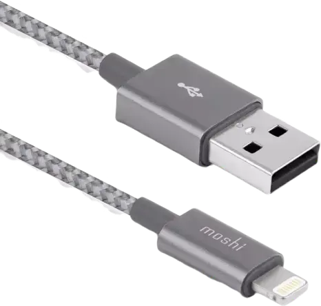 Кабель для зарядки и синхронизации Moshi Integra USB-A — Lightning, 1.2м, 2.4А 12Вт, сертификация MFi, нейлоновая оплетка, серый