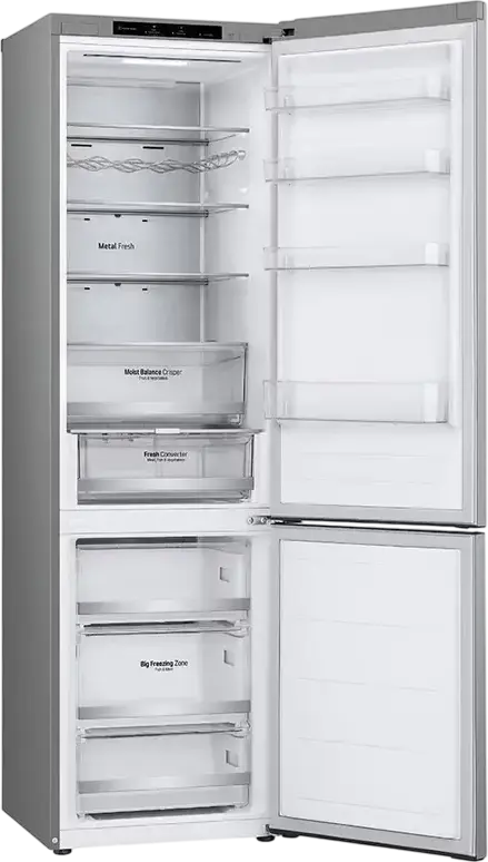 LG GBV5240DPY Freestanding Combi Refrigerator, Bottom Freezer, 387L Total Net Volume, No Frost, Smart Inverter Compressor, DoorCooling+, Stainless Steel