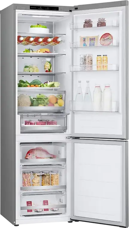 LG GBV5240DPY Freestanding Combi Refrigerator, Bottom Freezer, 387L Total Net Volume, No Frost, Smart Inverter Compressor, DoorCooling+, Stainless Steel