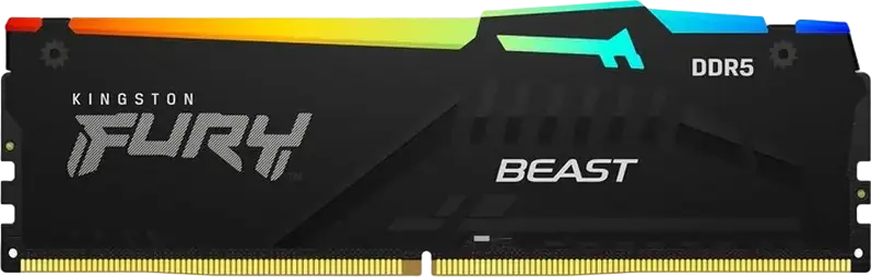 Memorie RAM Kingston FURY Beast RGB DDR5 64GB Kit (2x32GB) 6000MHz CL36 KF560C30BBEAK2-64 cu Intel XMP 3.0 si AMD EXPO, Radiator Negru