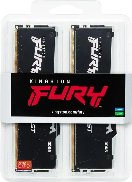 Memorie RAM Kingston FURY Beast RGB DDR5 64GB Kit (2x32GB) 6000MHz CL36 KF560C30BBEAK2-64 cu Intel XMP 3.0 si AMD EXPO, Radiator Negru