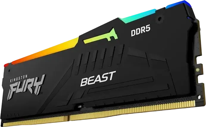 Memorie RAM Kingston FURY Beast RGB DDR5 64GB Kit (2x32GB) 6000MHz CL36 KF560C30BBEAK2-64 cu Intel XMP 3.0 si AMD EXPO, Radiator Negru